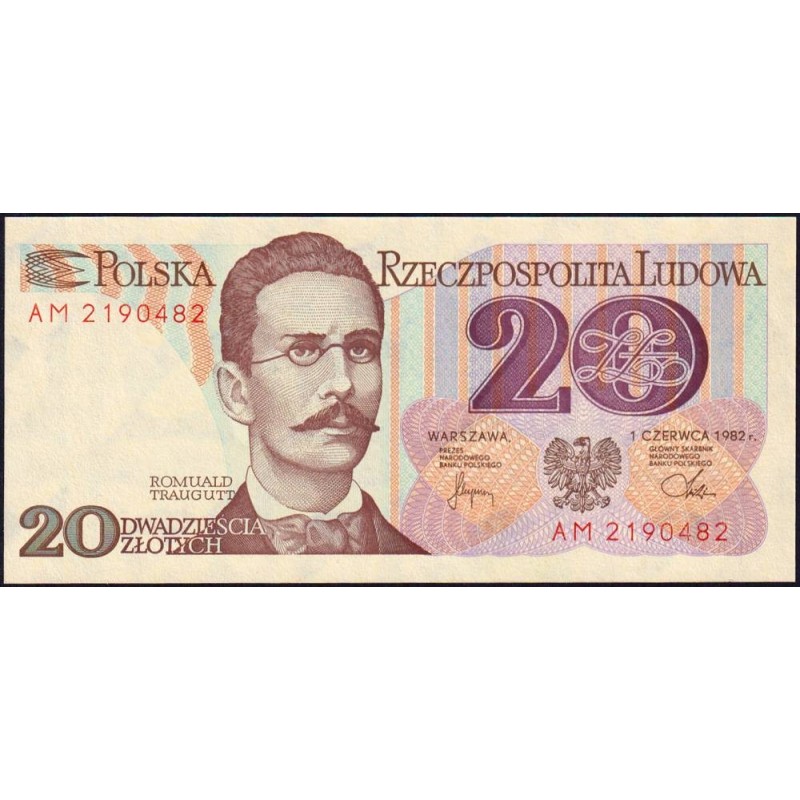 Pologne - Pick 149b - 20 zlotych - Série AM - 01/06/1982 - Etat : NEUF
