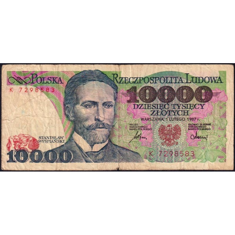 Pologne - Pick 151a - 10'000 zlotych - Série K - 01/02/1987 - Etat : B+