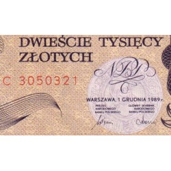 Pologne - Pick 155a - 200'000 zlotych - Série C - 01/12/1989 - Etat : SPL à SPL+