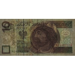 Pologne - Pick 173a_1 - 10 zlotych - Série AJ - 25/03/1994 - Etat : TTB-