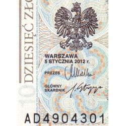 Pologne - Pick 183a - 10 zlotych - Série AD - 05/01/2012 - Etat : pr.NEUF