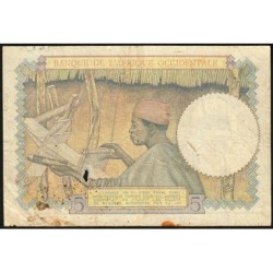 AOF - Pick 25_2 - 5 Francs - Série F.8867 - 22/04/1942 - Etat : TB-