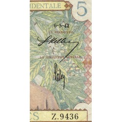 AOF - Pick 25_3 - 5 Francs - Série Z.9436 - 06/05/1942 - Etat : TB