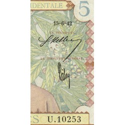AOF - Pick 25_4 - 5 Francs - Série U.10253 - 15/06/1942 - Etat : SUP+ à SPL