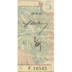 AOF - Pick 25_4 - 5 Francs - Série F.10545 - 15/06/1942 - Etat : B+