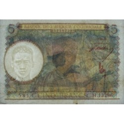 AOF - Pick 26 - 5 Francs - Série H.13296 - 02/03/1943 - Etat : TTB