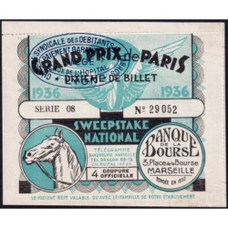 1936 - Loterie Nationale - Tranche spéciale - 1/10ème - Grand Prix de Paris - Etat : SUP+