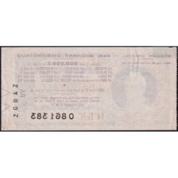 1935 - Loterie Nationale - 14e tranche - Etat : TTB+