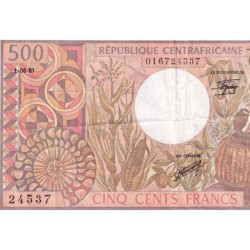 Centrafrique - Pick 9_3 - 500 francs - Série S.7 - 01/06/1981 - Etat : TTB