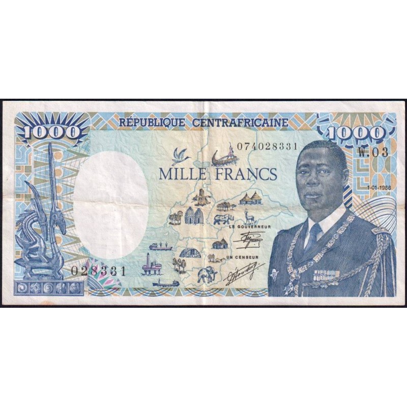 Centrafrique - Pick 16_1 - 1'000 francs - Série W.03 - 01/01/1986 - Etat : TTB