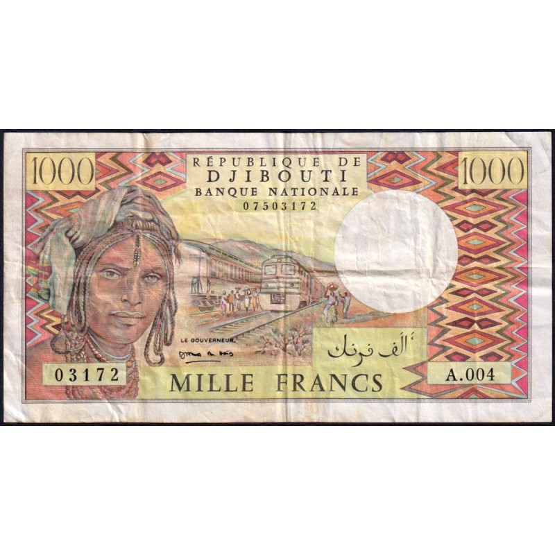 Djibouti - Pick 37e - 1'000 francs - Série A.004 - 1998 - Etat : TB