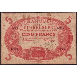 Guadeloupe - Pick 7p_2 - 5 francs - Série L.244 - 1934 - Etat : B