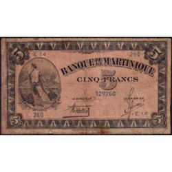Martinique - Pick 16_1 - 5 francs - Série E 14 - 1942 - Etat : B-