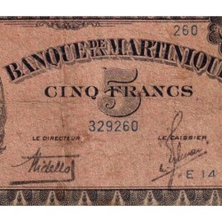 Martinique - Pick 16_1 - 5 francs - Série E 14 - 1942 - Etat : B-