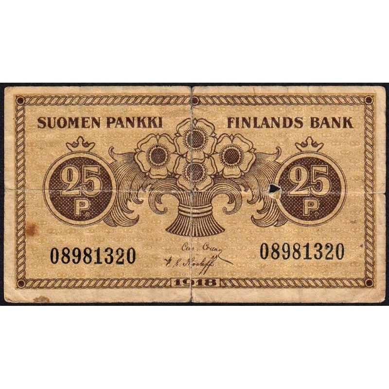 Finlande - Pick 33_2 - 25 penniä - 1918 - Etat : B