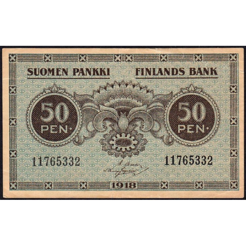 Finlande - Pick 34_7 - 50 penniä - 1918 - Etat : TTB+