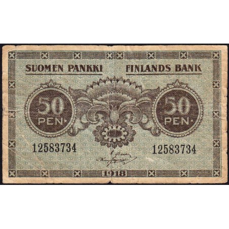 Finlande - Pick 34_7 - 50 penniä - 1918 - Etat : B