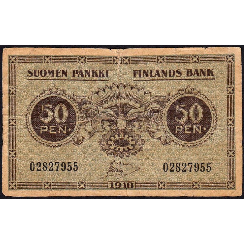 Finlande - Pick 34_9 - 50 penniä - 1918 - Etat : B