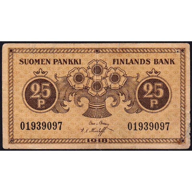 Finlande - Pick 33_2 - 25 penniä - 1918 - Etat : TB
