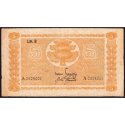 Finlande - Pick 84_10 - 5 markkaa - Litt. B - Série A - 1945 (1948) - Etat : TB-