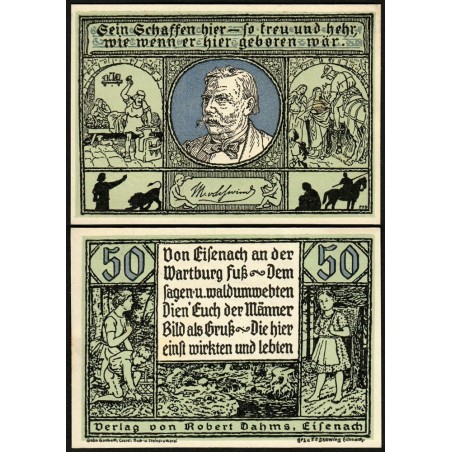 Allemagne - Notgeld - Eisenach - 50 pfennig - Type 6 - 03/08/1921 - Etat : SPL