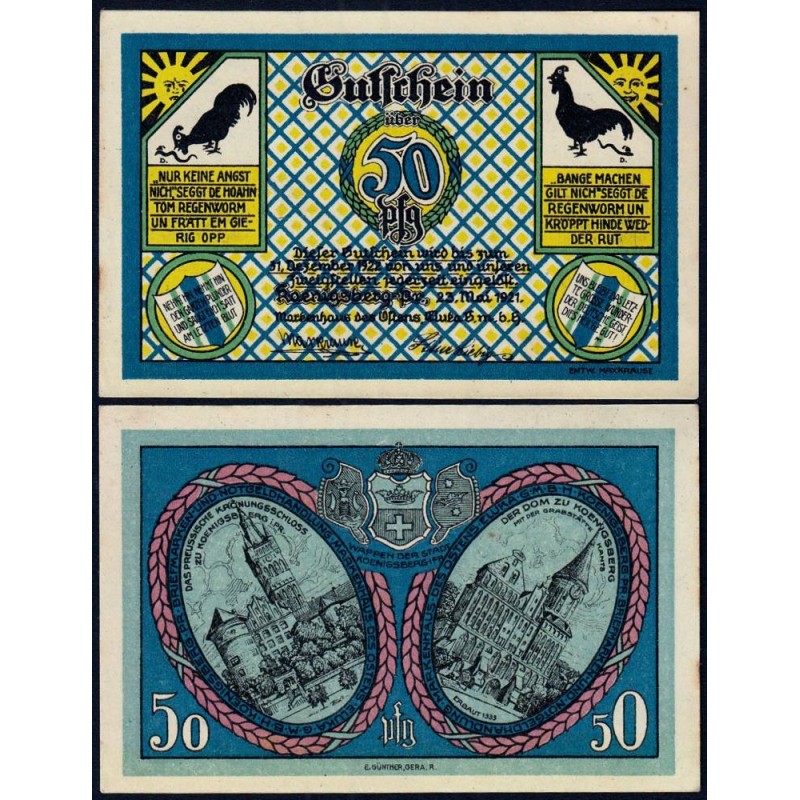 Russie - Notgeld - Königsberg (Kaliningrad) - 50 pfennig - Type 3 - 23/05/1921 - Etat : SPL+