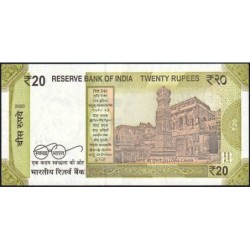 Inde - Pick 110b_1 - 20 rupees - Série 43U - Sans lettre - 2020 - Etat : NEUF