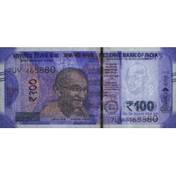 Inde - Pick 112d_1 - 100 rupees - Série 7UV - Sans lettre - 2021 - Etat : NEUF