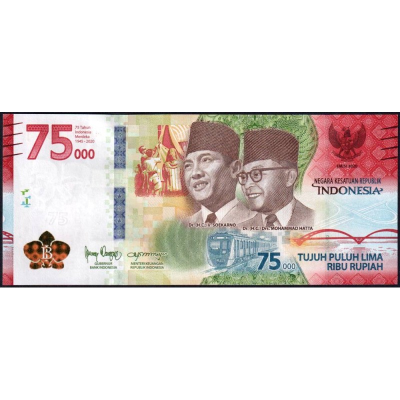 Indonésie - Pick 161 - 75'000 rupiah - Série AAM - 2020/2020 - Commémoratif - Etat : NEUF