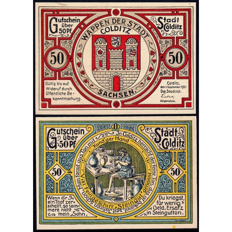 Allemagne - Notgeld - Colditz - 50 pfennig - Lettre O - 01/09/1921 - Etat : SPL