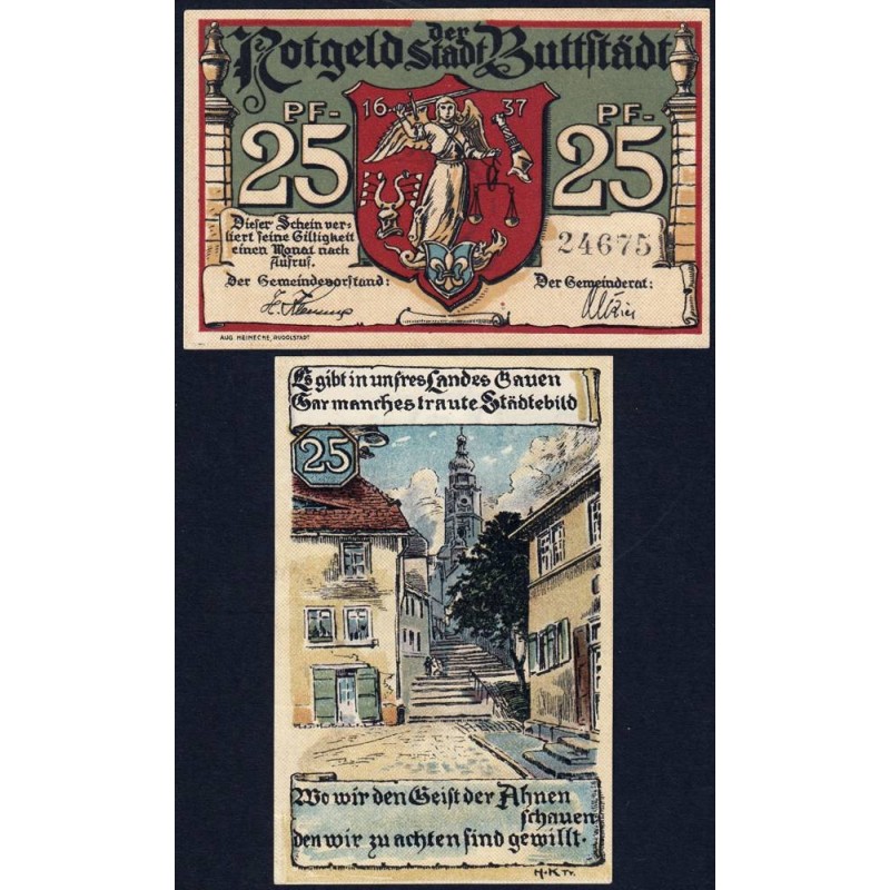Allemagne - Notgeld - Buttstädt - 25 pfennig - Type 1 - 1921 - Etat : NEUF