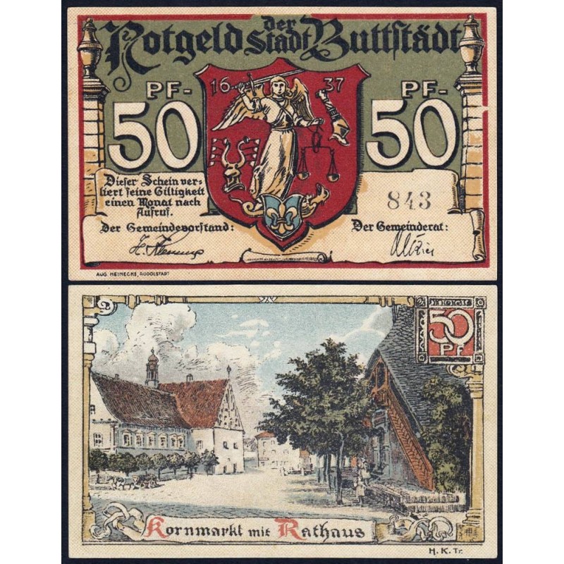 Allemagne - Notgeld - Buttstädt - 50 pfennig - Type 1 - 1921 - Etat : NEUF