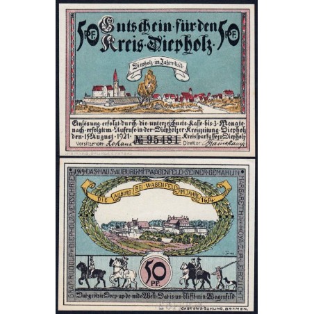 Allemagne - Notgeld - Diepholz - 50 pfennig - Sans série - Type 2 - 15/08/1921 - Etat : NEUF