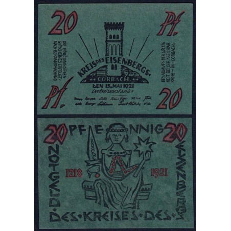Allemagne - Notgeld - Eisenberg Corbach - 20 pfennig - 15/05/1921 - Etat : NEUF