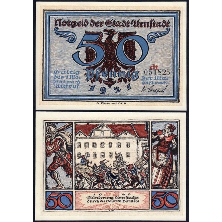 Allemagne - Notgeld - Arnstadt - 50 pfennig - Lettres dt - 1921 - Etat : NEUF
