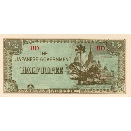 Birmanie - Gouvernement Japonais - Pick 13b - 1/2 rupee - Série BD - 1942 - Etat : SPL