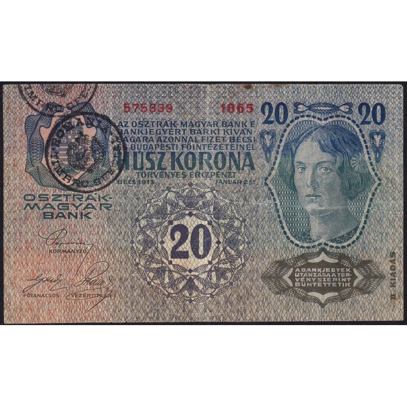 Roumanie - Pick R16 - 20 korona - Série 1065 - 1919 - Etat : TB+