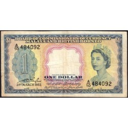Malaisie et Bornéo Britannique - Pick 1a - 1 dollar - Série A/10 - 21/03/1953 - Etat : TB