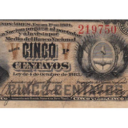 Argentine - Pick 5_3 - 5 centavos - Série P - 01/01/1884 - Etat : TB+