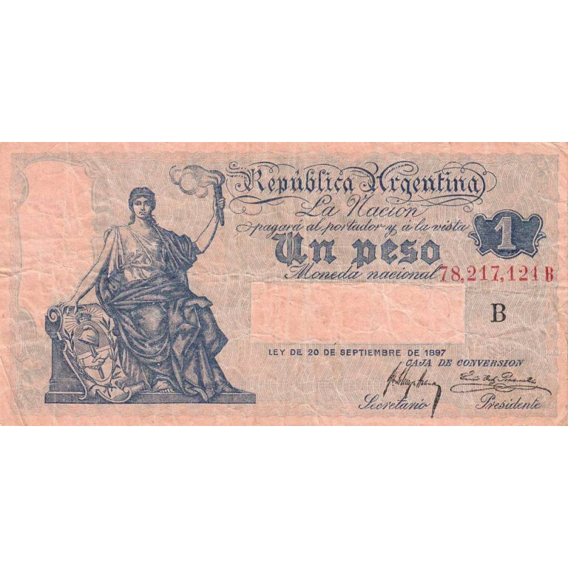 Argentine - Pick 243_4 - 1 peso - Série B - 1912 - Etat : TB+