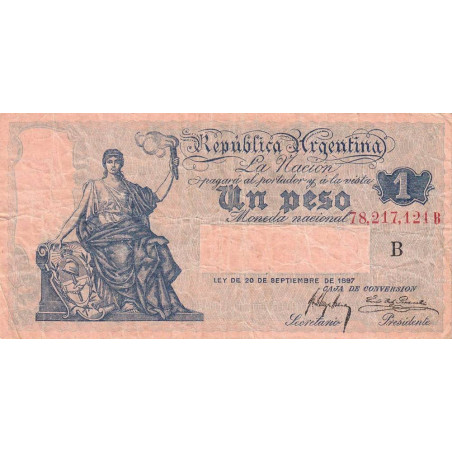 Argentine - Pick 243a - 1 peso - Série B - 1908 - Etat : TB+