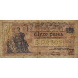 Argentine - Pick 252_3 - 5 pesos - Série E - 1946 - Etat : TB+
