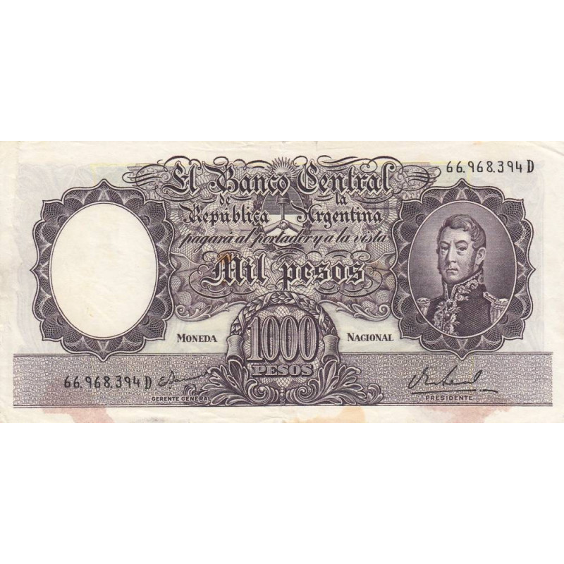Argentine - Pick 279_3 - 1'000 pesos - Série D - 1967 - Etat : TB