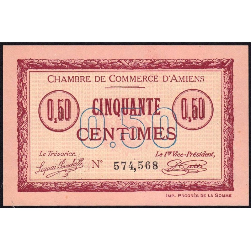Amiens - Pirot 7-14 - 50 centimes - 1915 - Etat : SPL