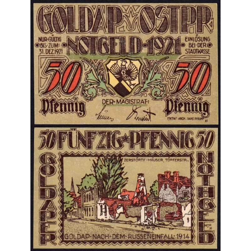 Pologne - Notgeld - Goldap - 50 pfennig - 1922 - Etat : NEUF