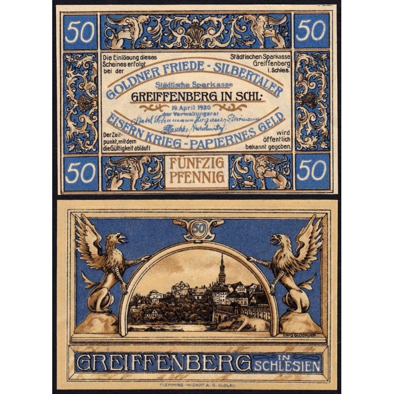 Pologne - Notgeld - Greiffenberg (Gryfow Slaski) - 50 pfennig - 19/04/1920 - Etat : SPL+