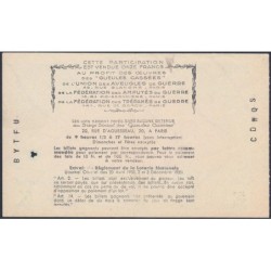 1937 - Loterie Nationale - 5e tranche - 1/10ème - Gueules cassées - Etat : TTB+