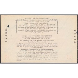 1937 - Loterie Nationale - 6e tranche - 1/10ème - Gueules cassées - Etat : TTB