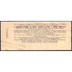 1957 - Loterie Nationale - 4e tranche Gr. I - 1/10ème - Fils des Tués - Etat : TTB