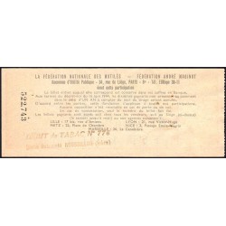 1957 - Loterie Nationale - 5e tranche Gr. VI - 1/10ème - Fédération des Mutilés - Etat : TTB